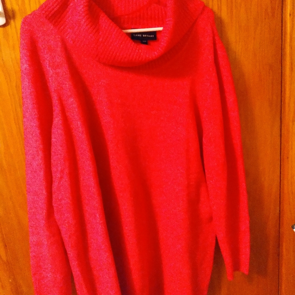 Lane Bryant Bright Pink Cowl Neck Sweater 14/16